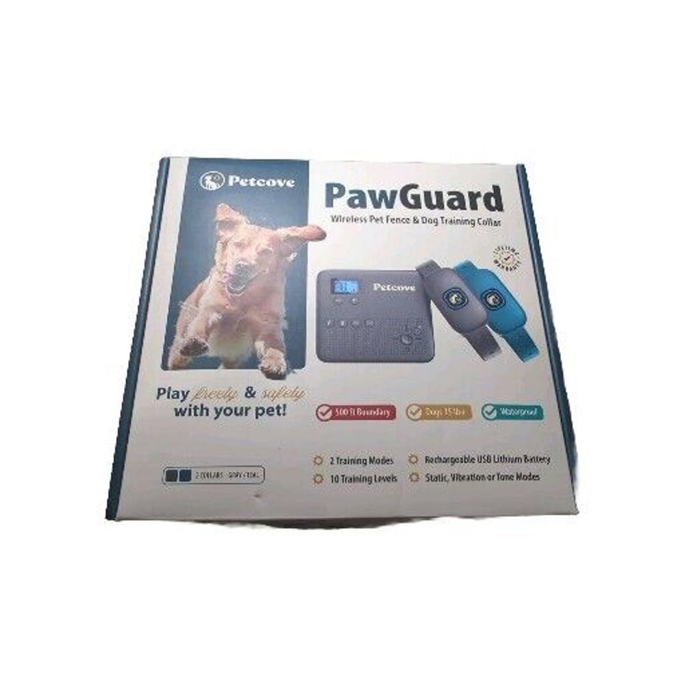PetCove PawGuard Wireless Dog Fence System & Remote Training Collar, 2.4GHz Grey